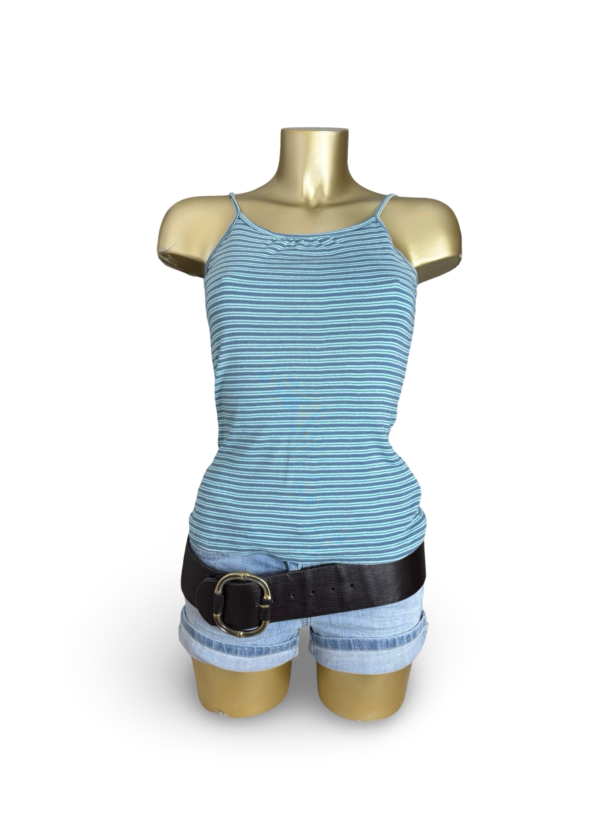 Blue striped 100% cotton cami top (S/M)