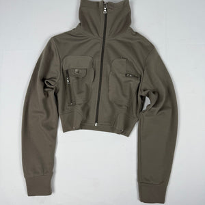 Khaki zip up crop sweatshirt (S/M)