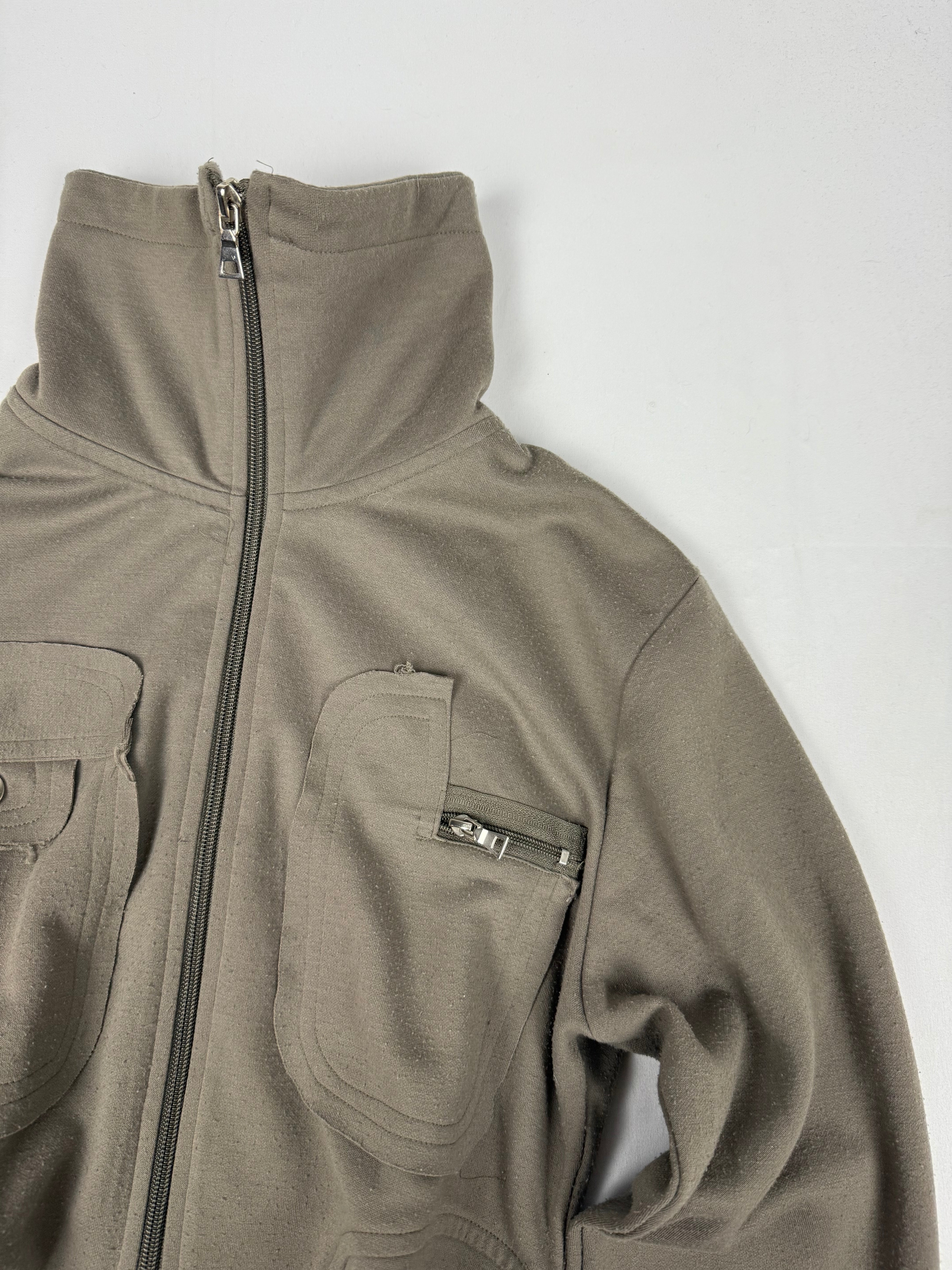 Khaki zip up crop sweatshirt (S/M)