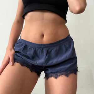 Blue 100% silk  low rise mini short (S)