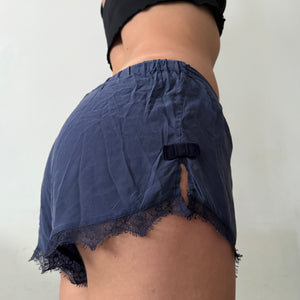 Blue 100% silk  low rise mini short (S)