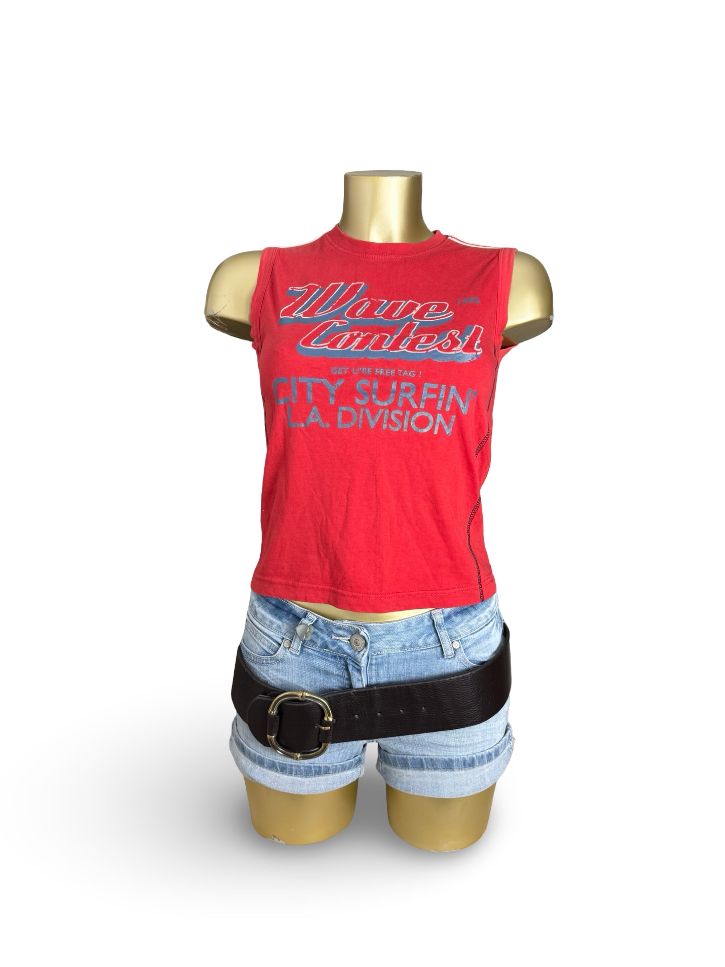 Red activewear graphic top (XS)
