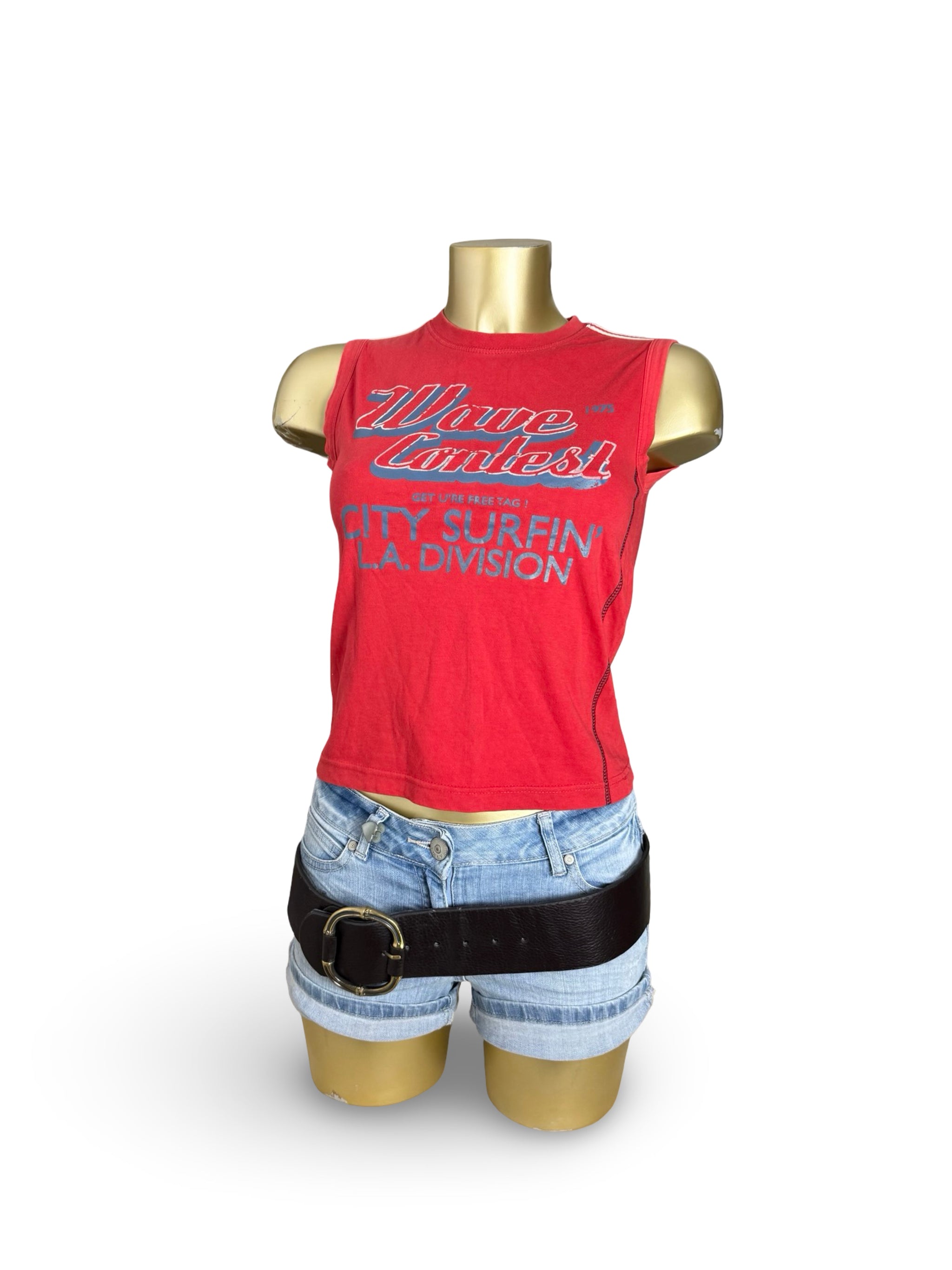 Red activewear graphic top (XS)
