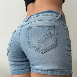 Blue denim low rise mini short (S)