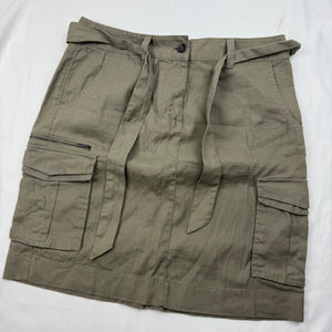 Khaki linen cargo mid skirt (S/M)
