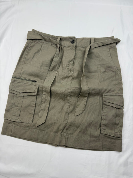 Khaki linen cargo mid skirt (S/M)