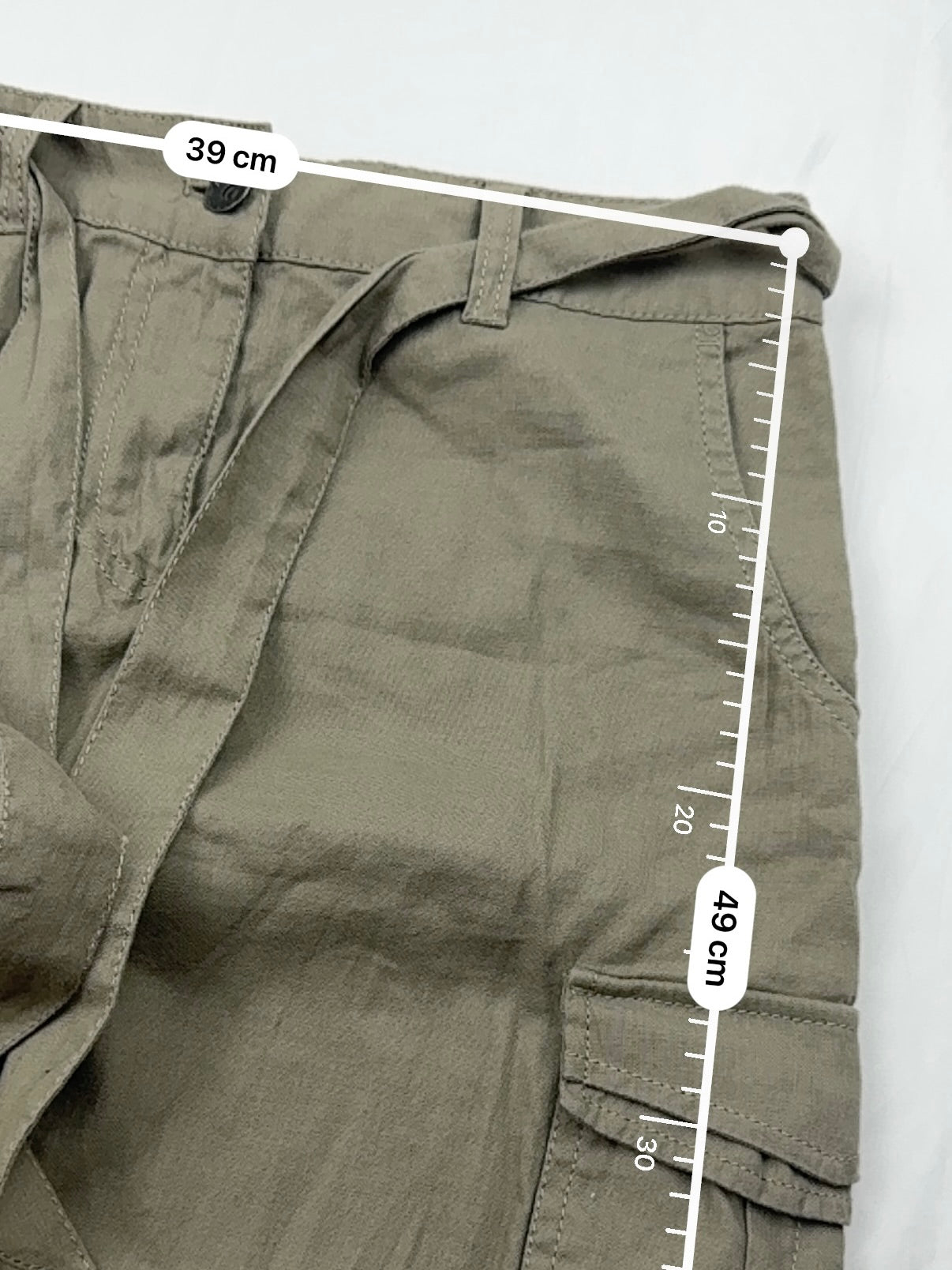Khaki linen cargo mid skirt (S/M)
