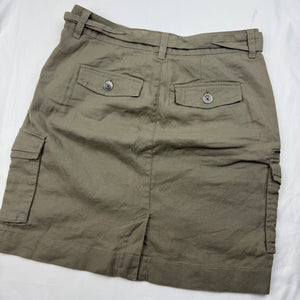 Khaki linen cargo mid skirt (S/M)
