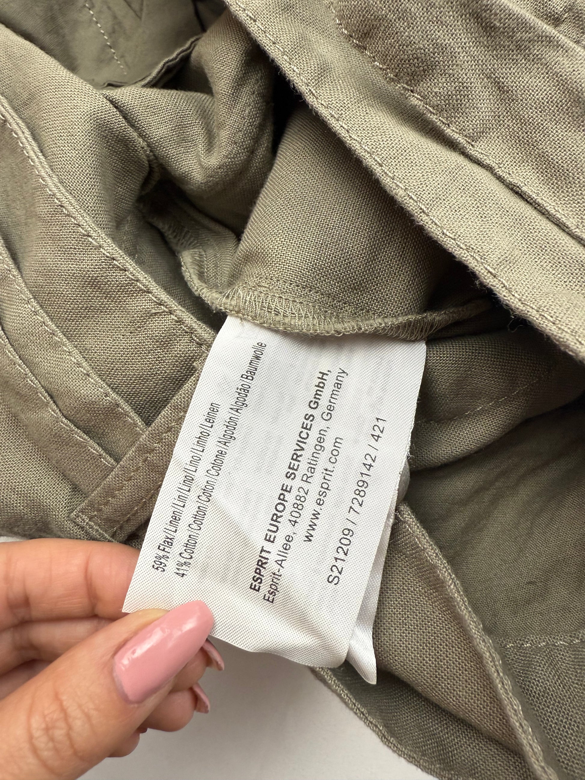 Khaki linen cargo mid skirt (S/M)