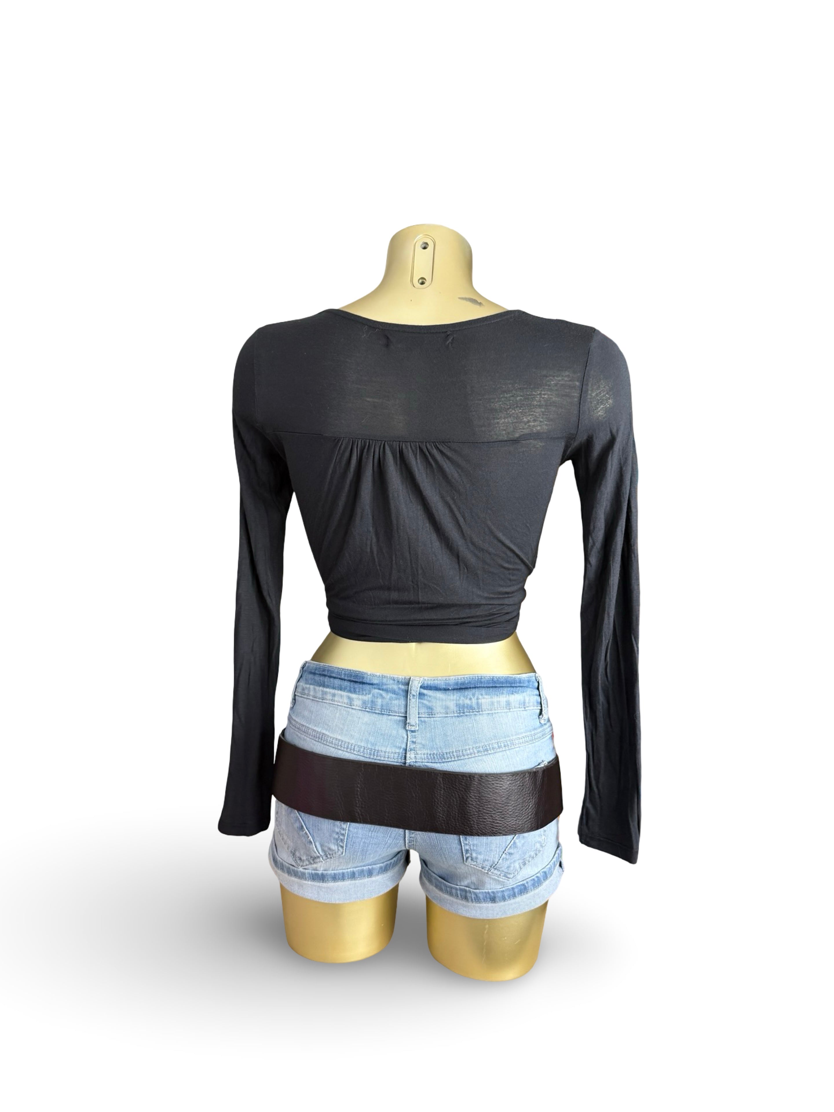Black tie up bolero long sleeves top (S)