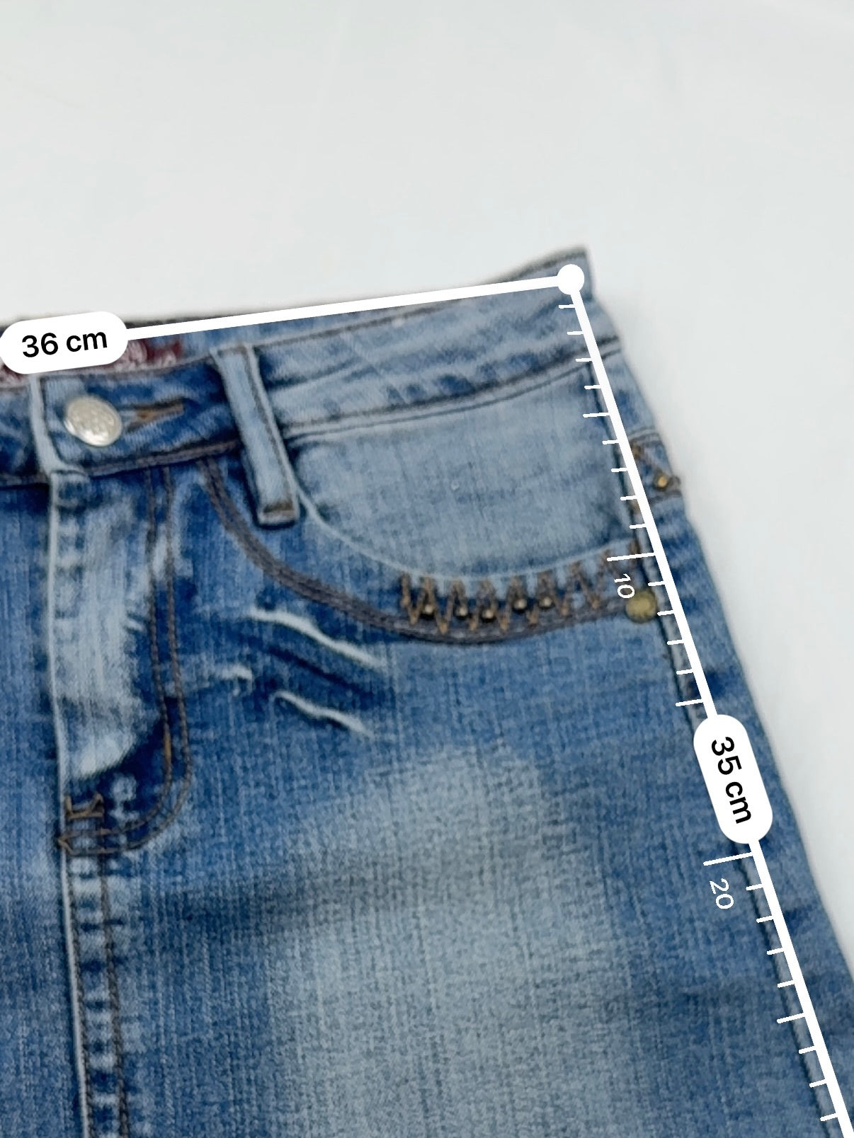 Blue denim low rise mini skirt (S)