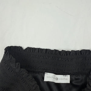 Black lace pleated low rise mini skirt (S)
