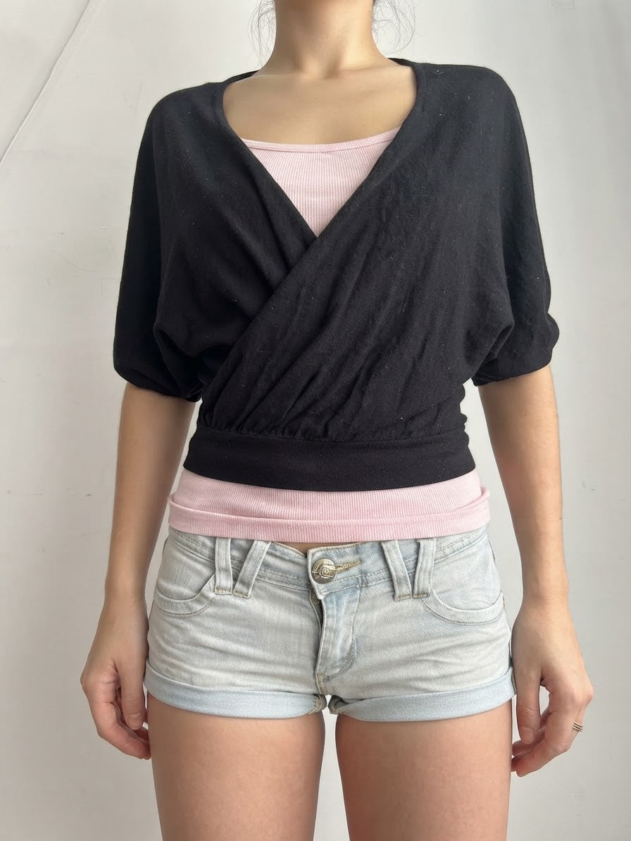Boléro en 100 % coton noir (M)
