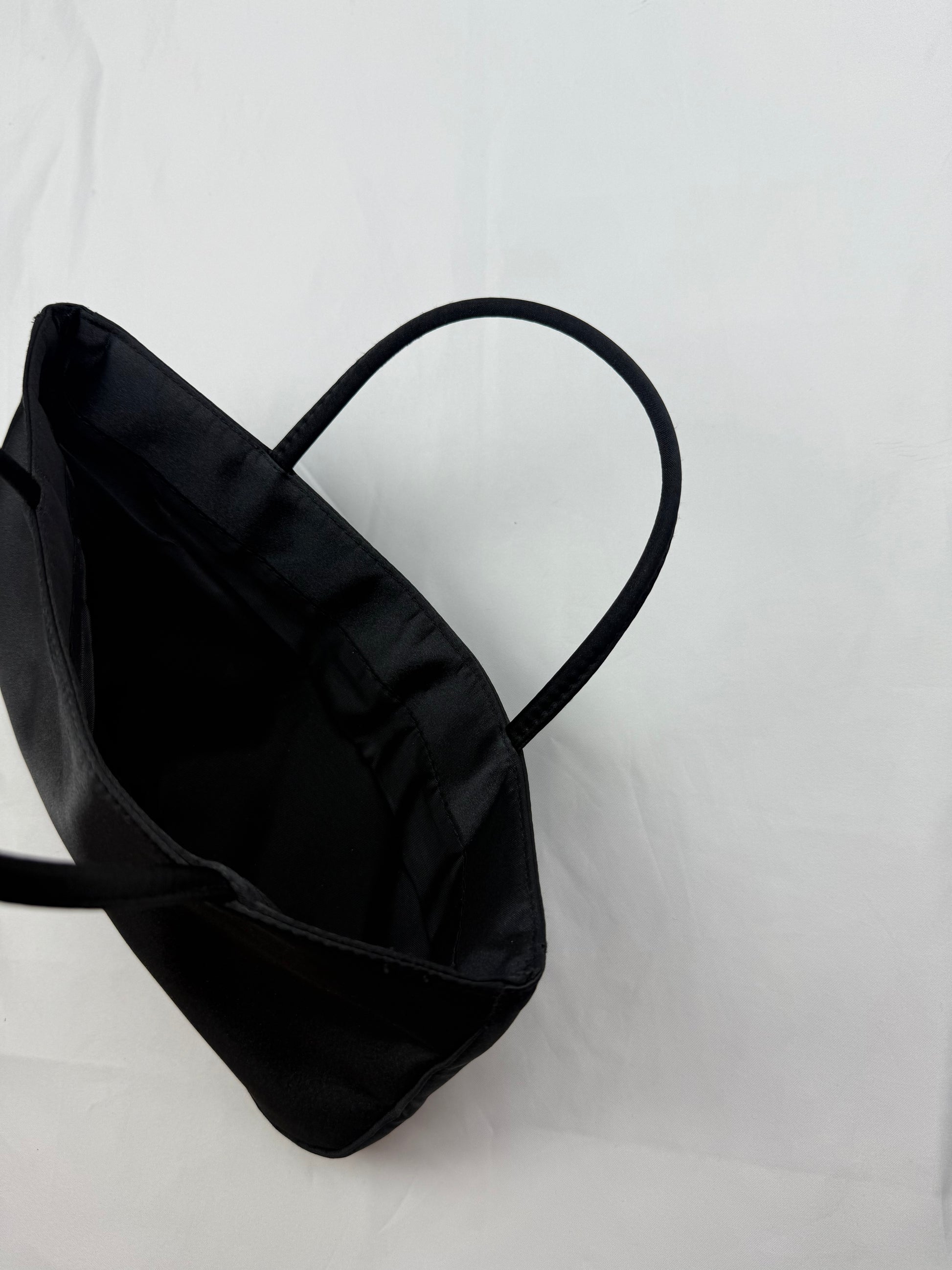 Black silky mini handbag