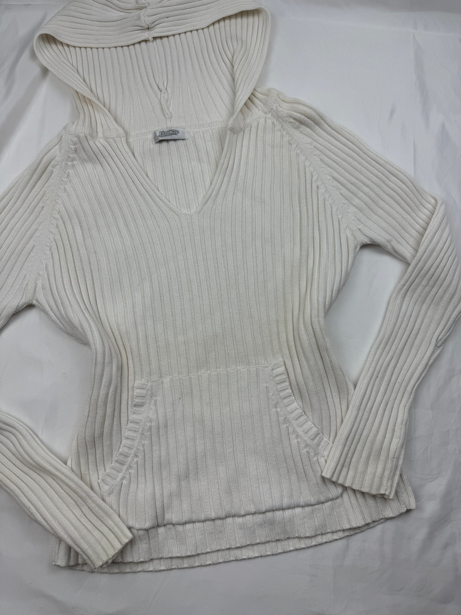 White ribbed hooded jumper (S/M)