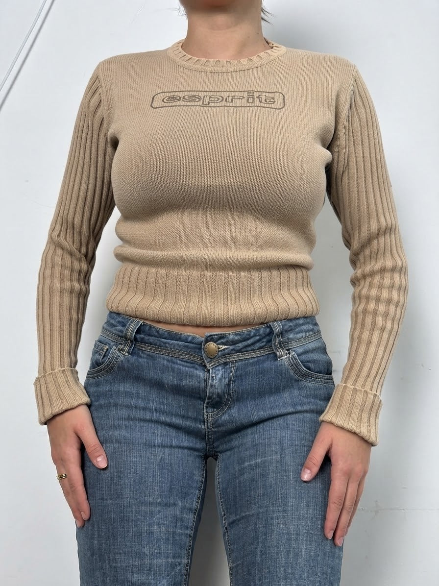 Pull en maille beige (S)