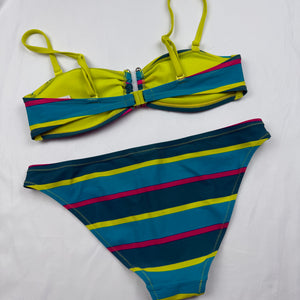 Green striped low rise bikini set (S/M)