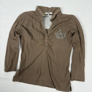 Khaki brown cotton long sleeves top (XS)