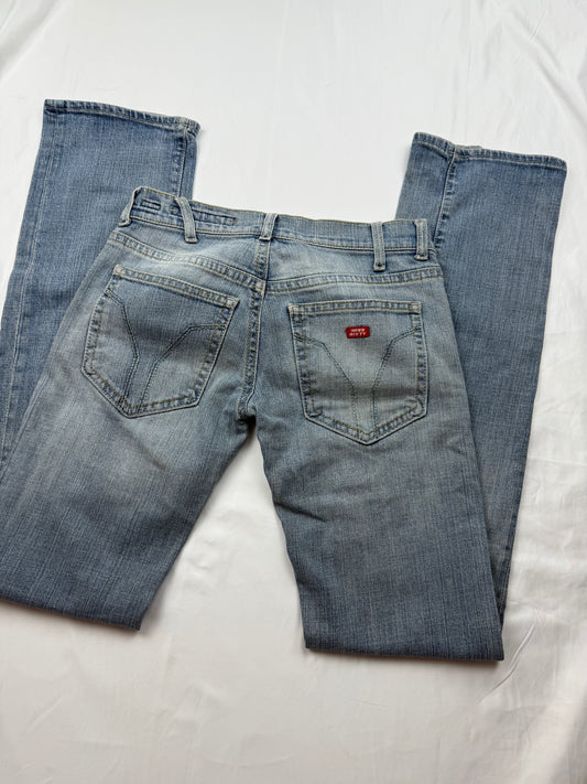 Low rise blue denim bootcut pant (XS)