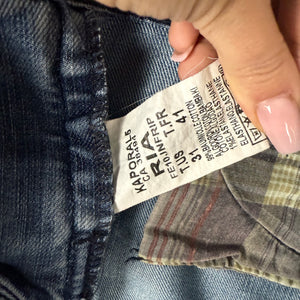 Blue denim low rise straight legs pants (M)