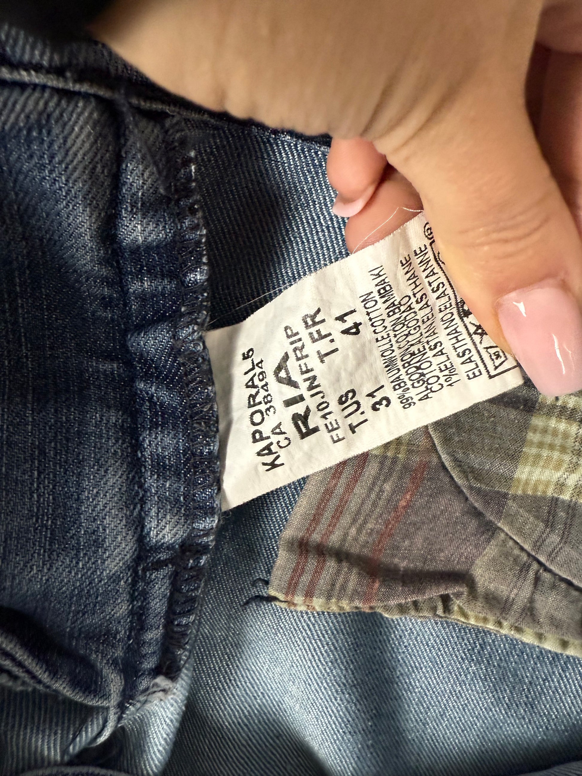 Blue denim low rise straight legs pants (M)