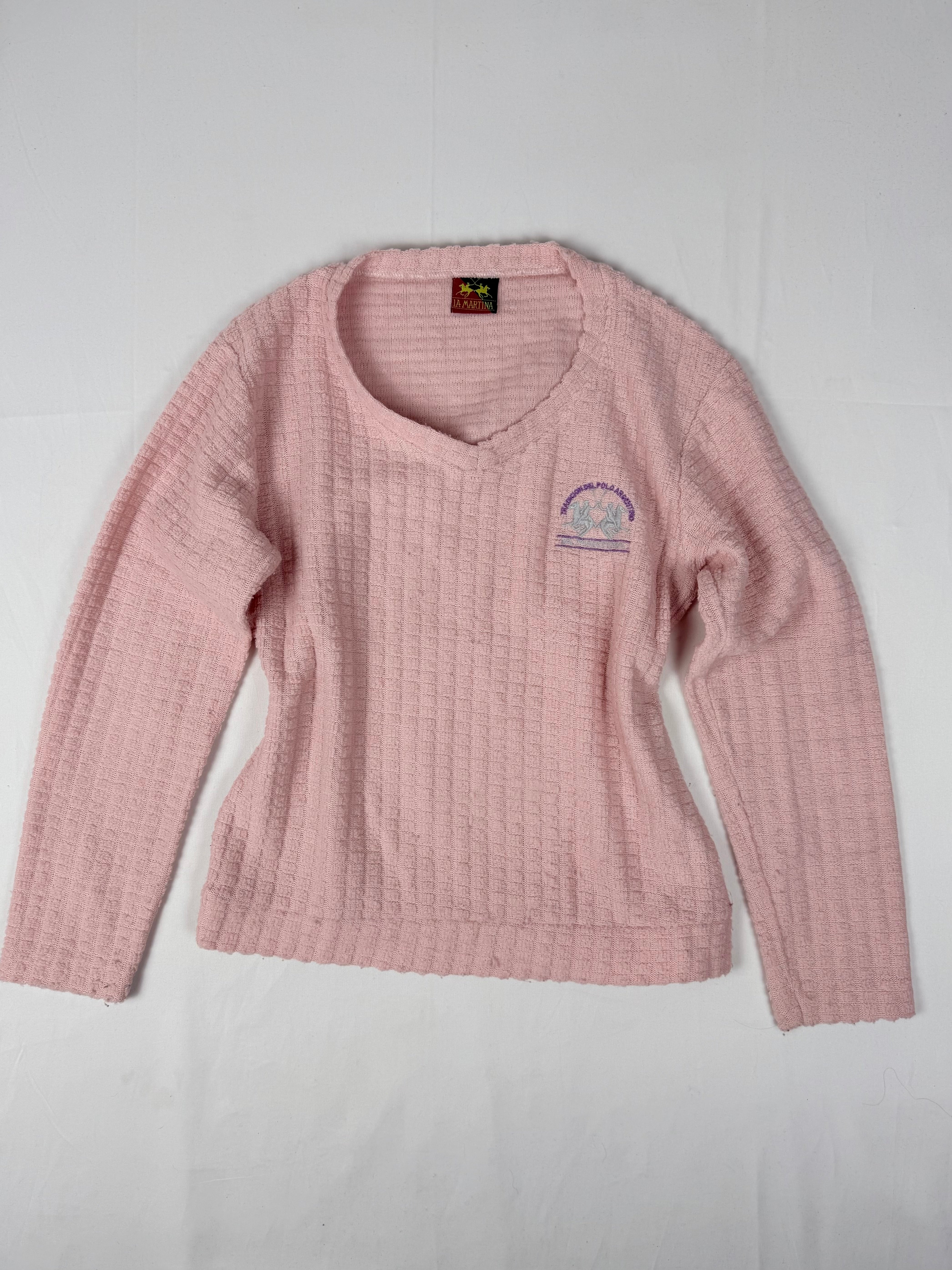 Baby pink V neck jumper (L)