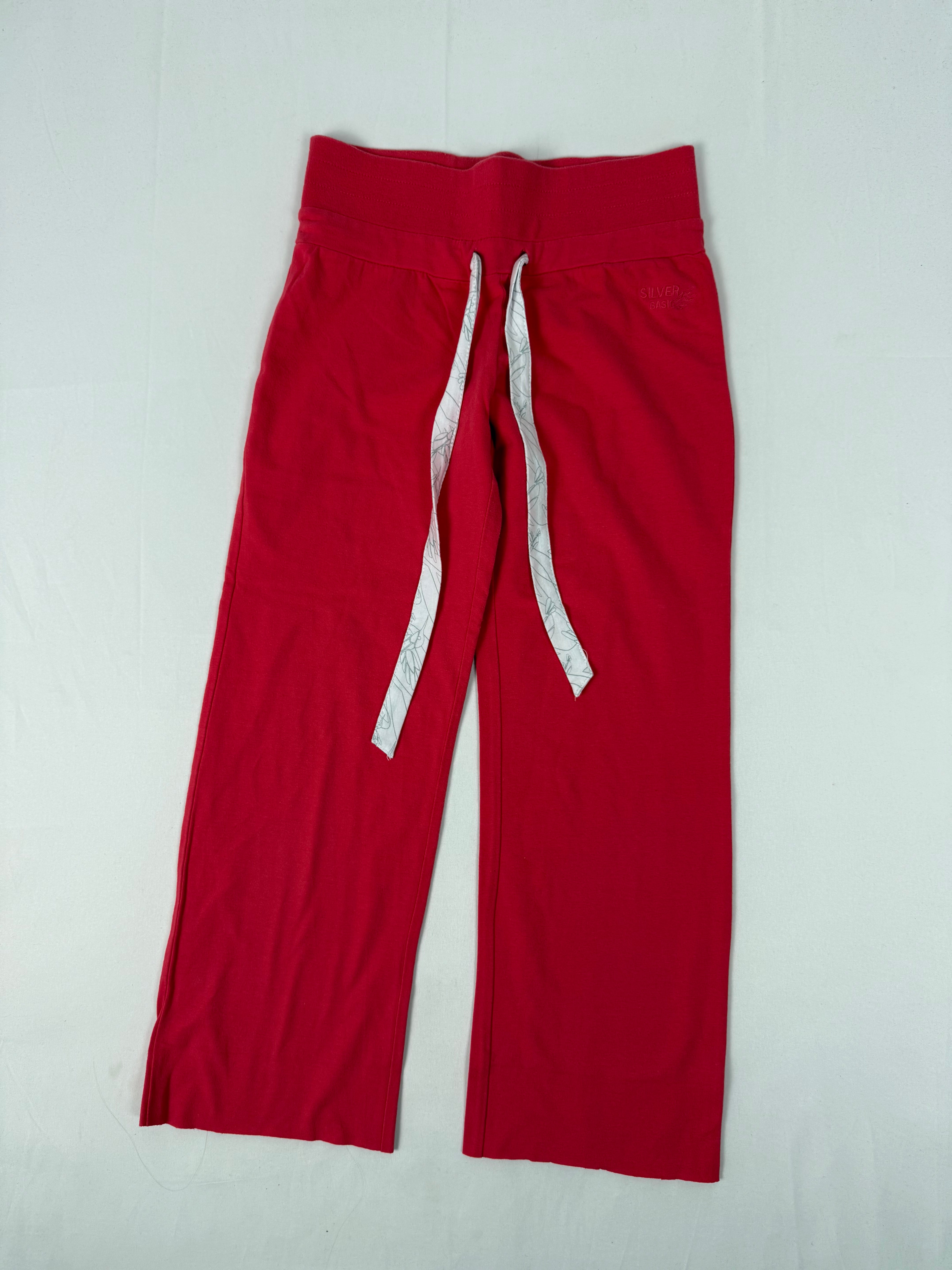 Red cotton low rise activewear capri pants (S)