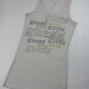 White ribbed cotton tight fit tank top (S)