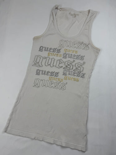 White ribbed cotton tight fit tank top (S)