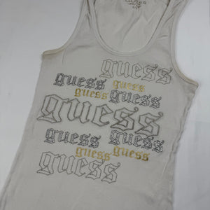 White ribbed cotton tight fit tank top (S)