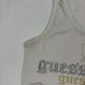 White ribbed cotton tight fit tank top (S)