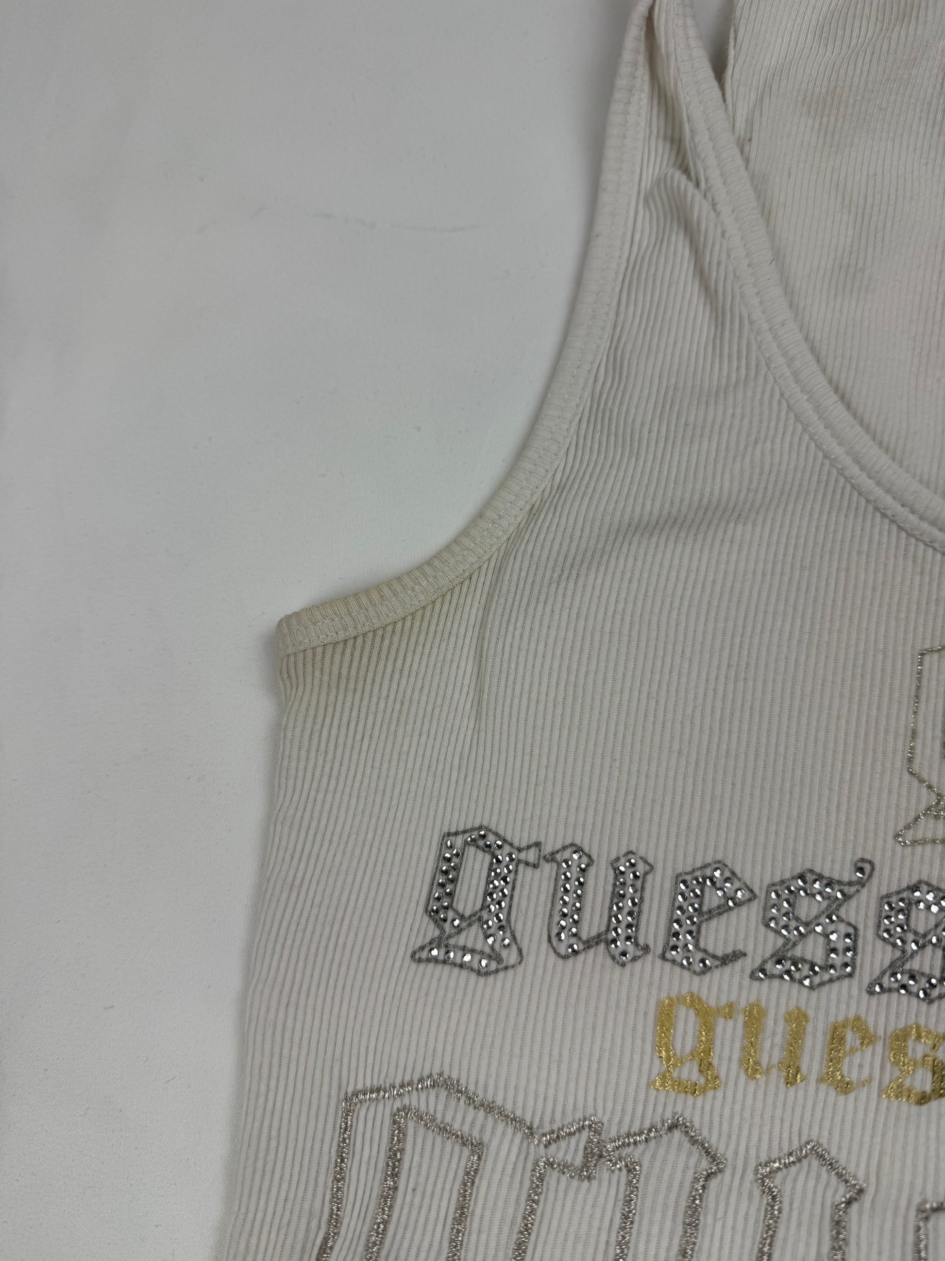 White ribbed cotton tight fit tank top (S)