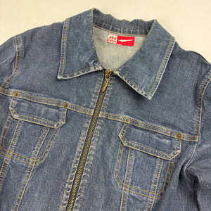 Blue denim zip up biker jacket (S)