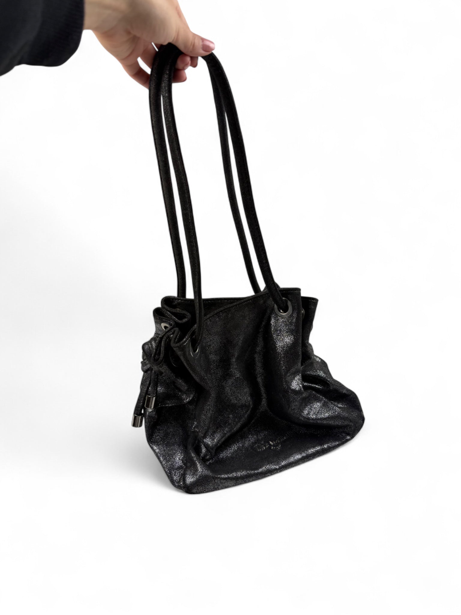 Black metallic shoulder bag