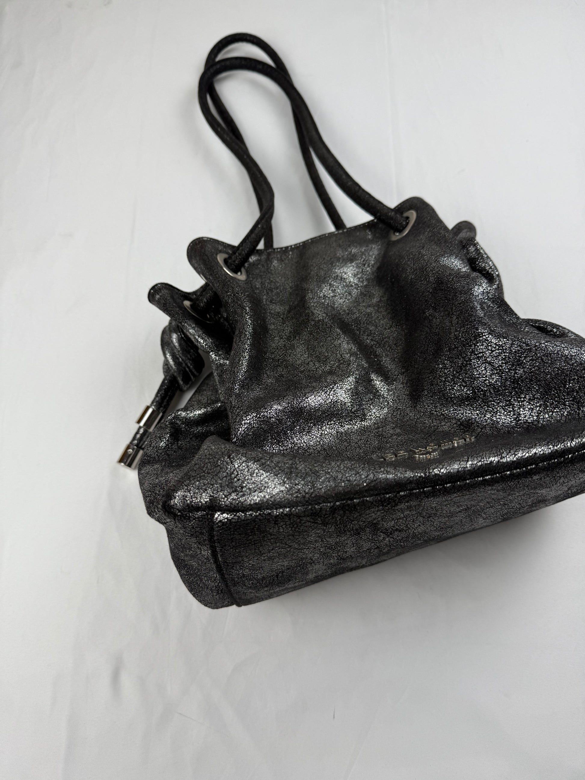 Black metallic shoulder bag