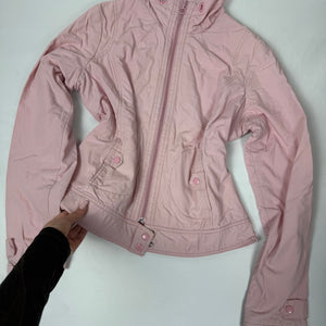 Baby pink zip up biker jacket (L)