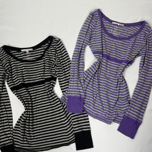 Cotton striped long sleeves top (S/M)
