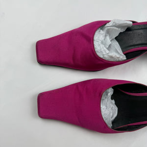Pink silky real leather square toes heels mules (36)