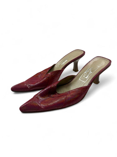 Red pointed toes kitten heels mules (39)