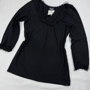 Black rhinestone logo long sleeves top (XS/S)