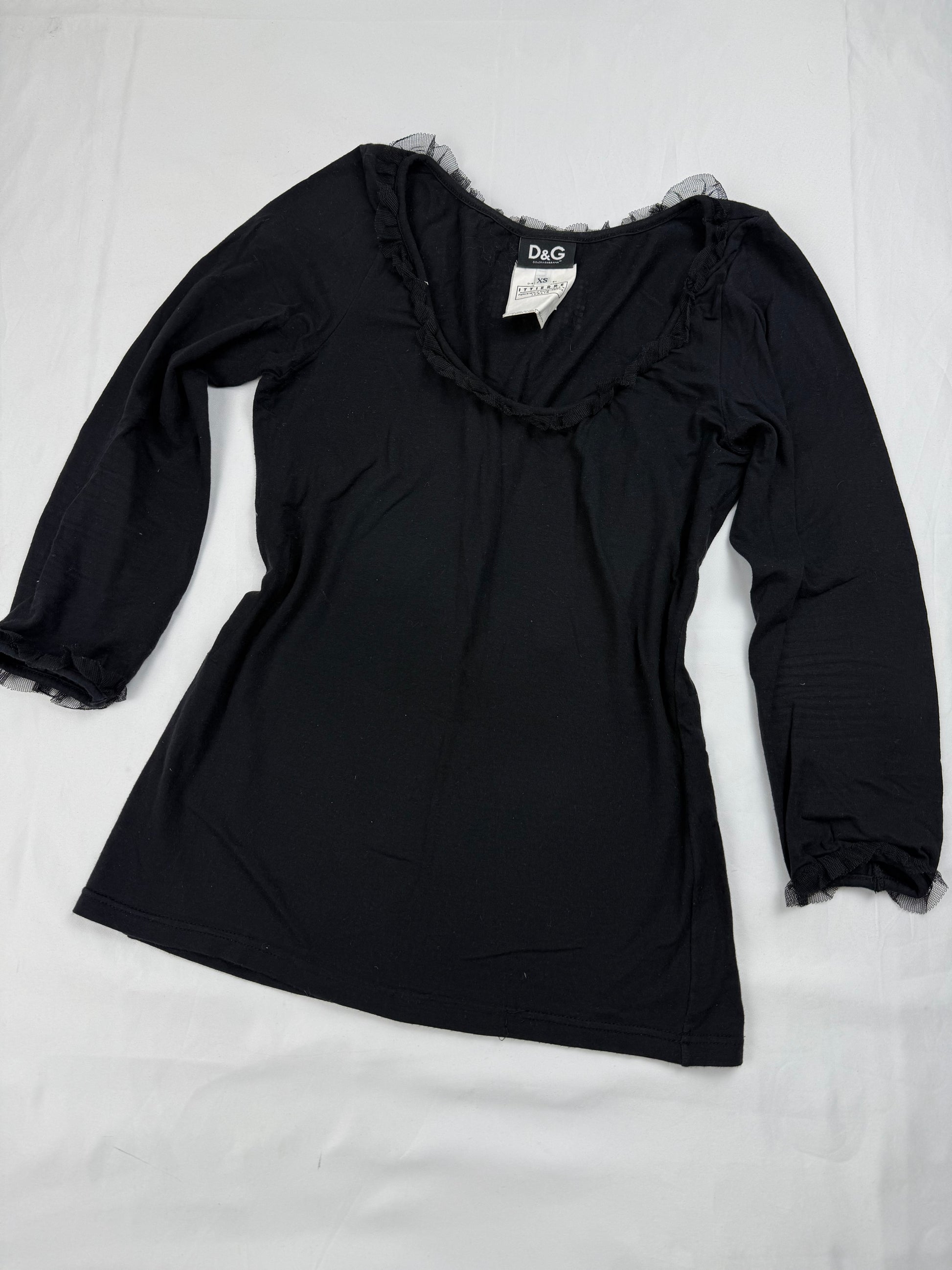 Black rhinestone logo long sleeves top (XS/S)