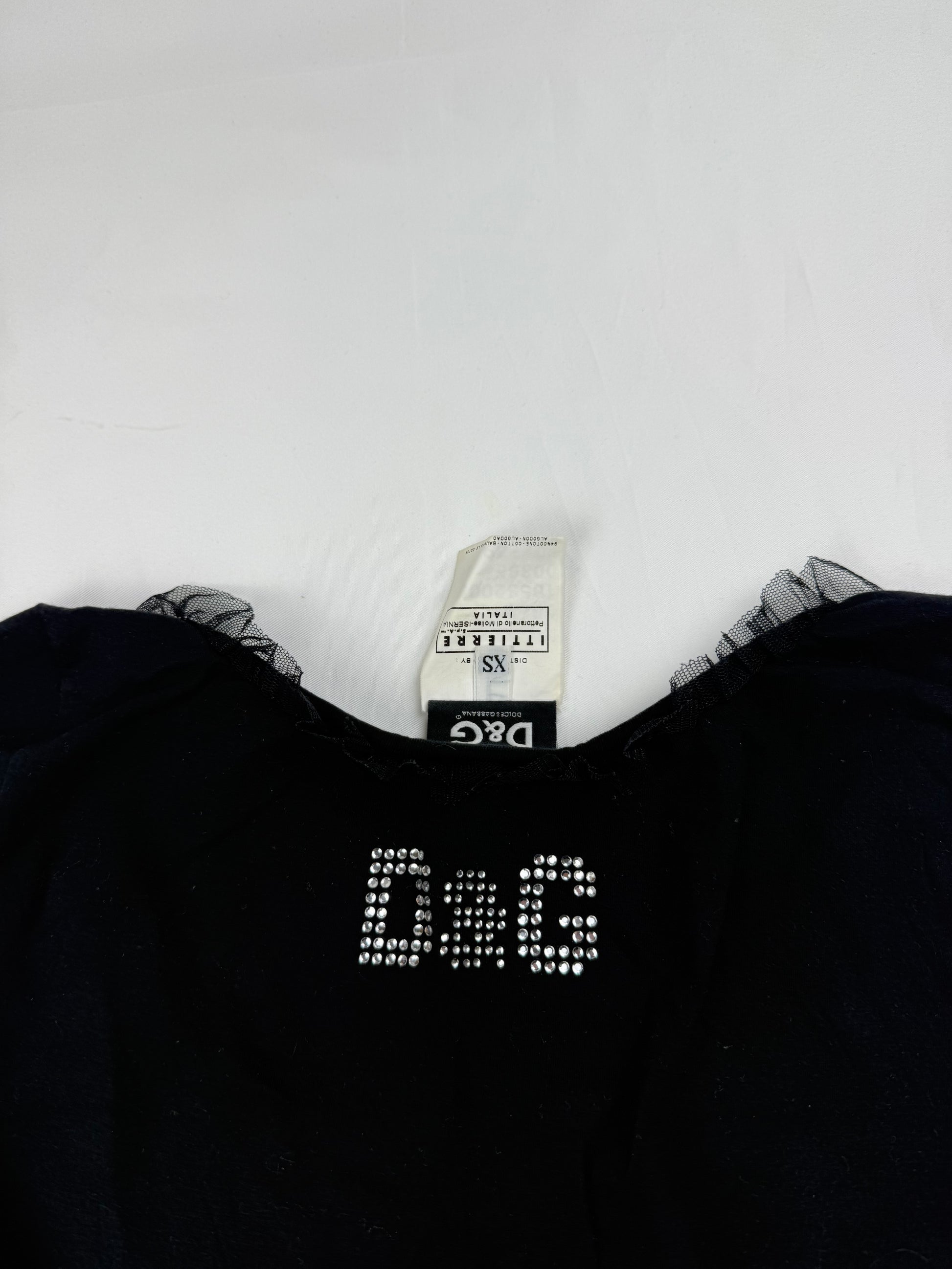 Black rhinestone logo long sleeves top (XS/S)