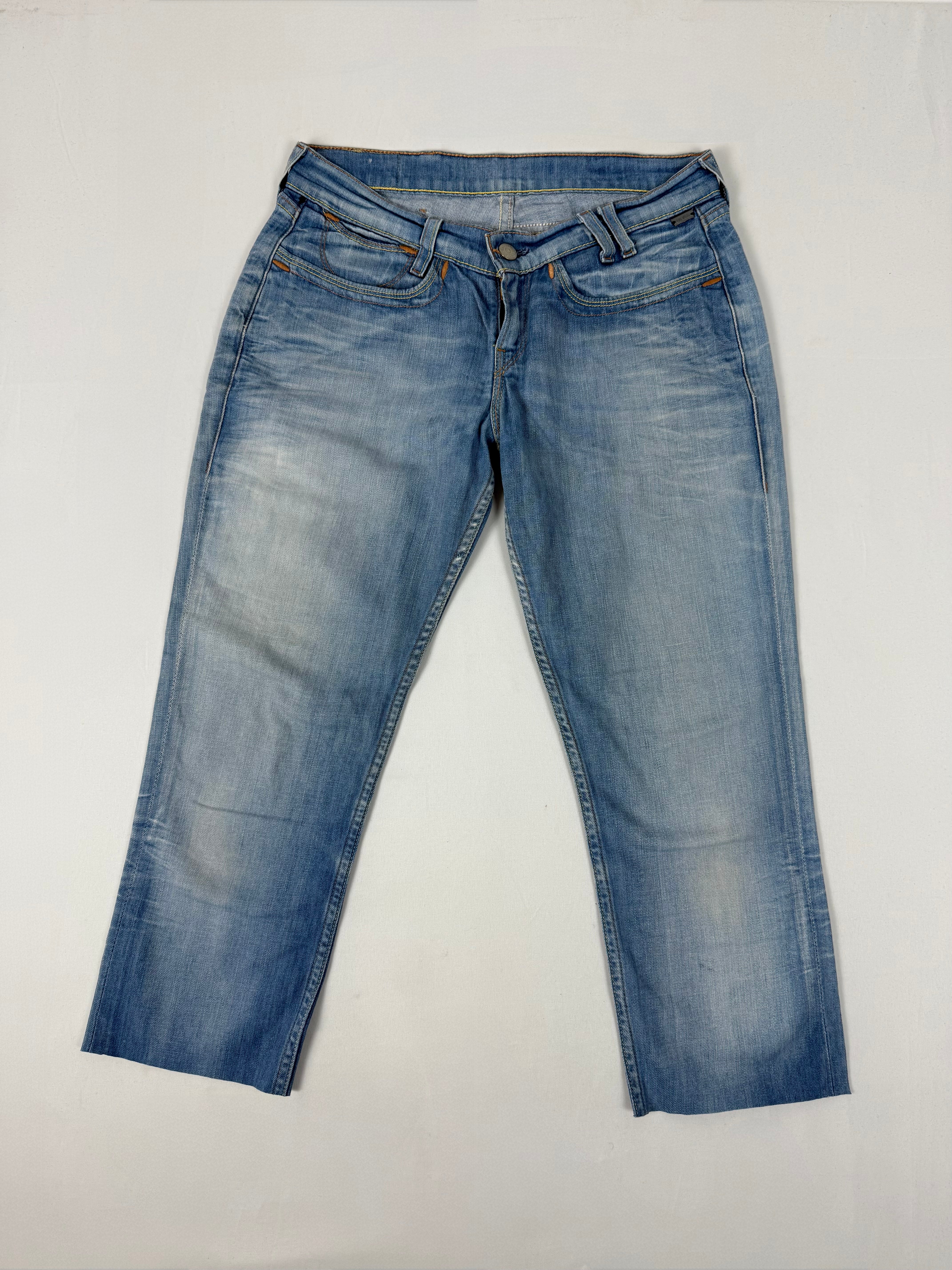 Pantalon droit taille basse en jean noir (XS)