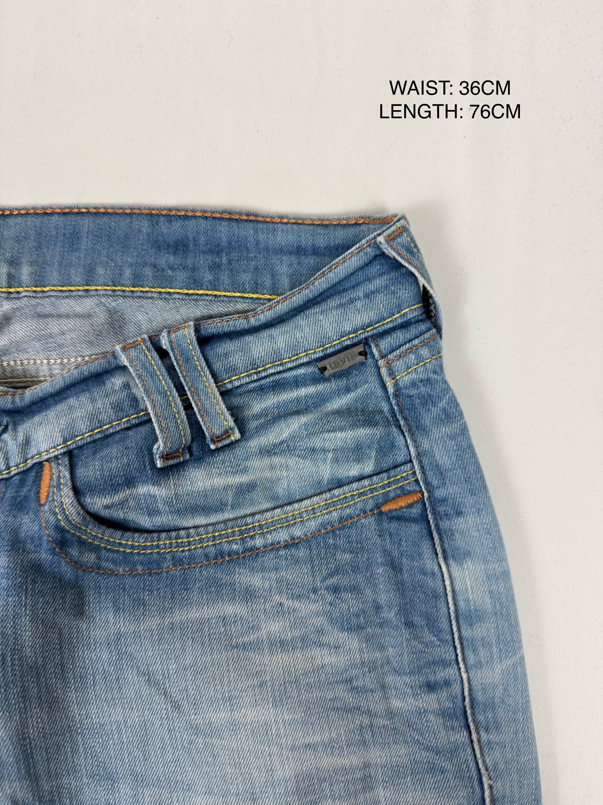 Blue denim low rise capri pants (S)