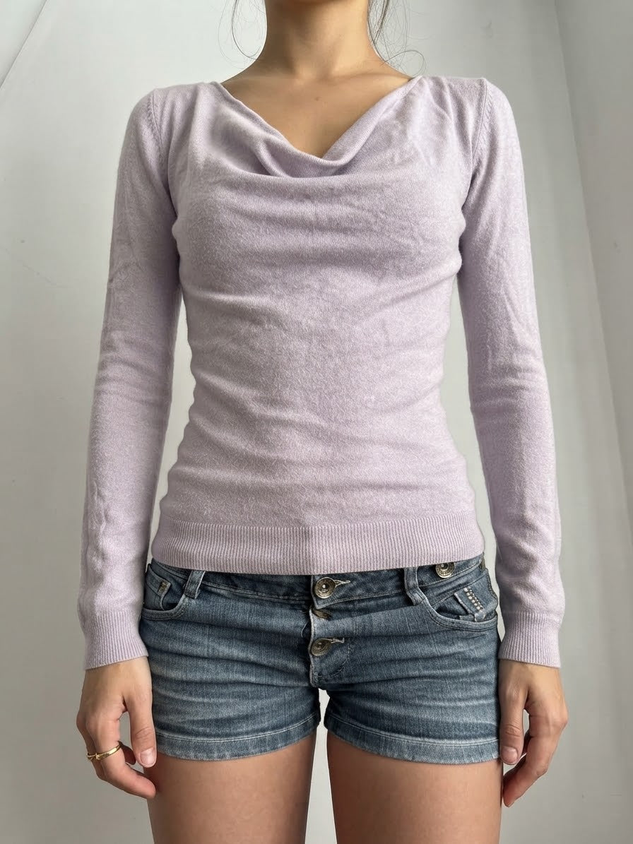 Lilac off shoulder cotton jumper (M)