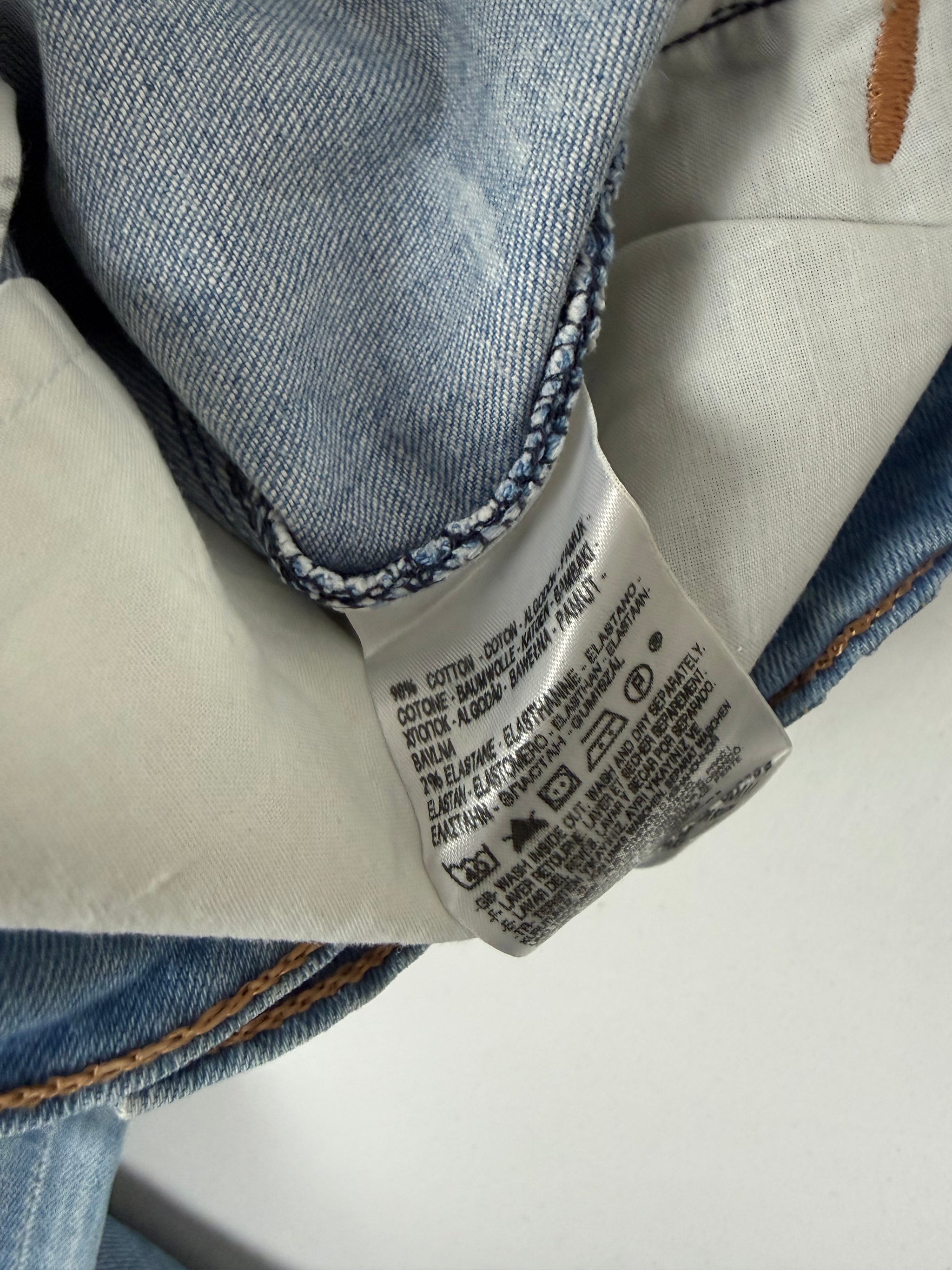 Blue denim low rise capri pants (S)