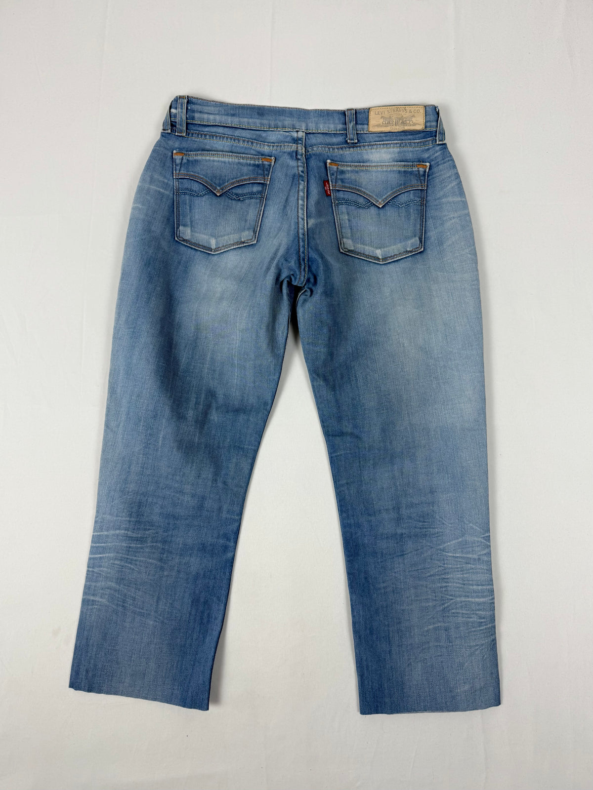 Pantalon droit taille basse en jean noir (XS)