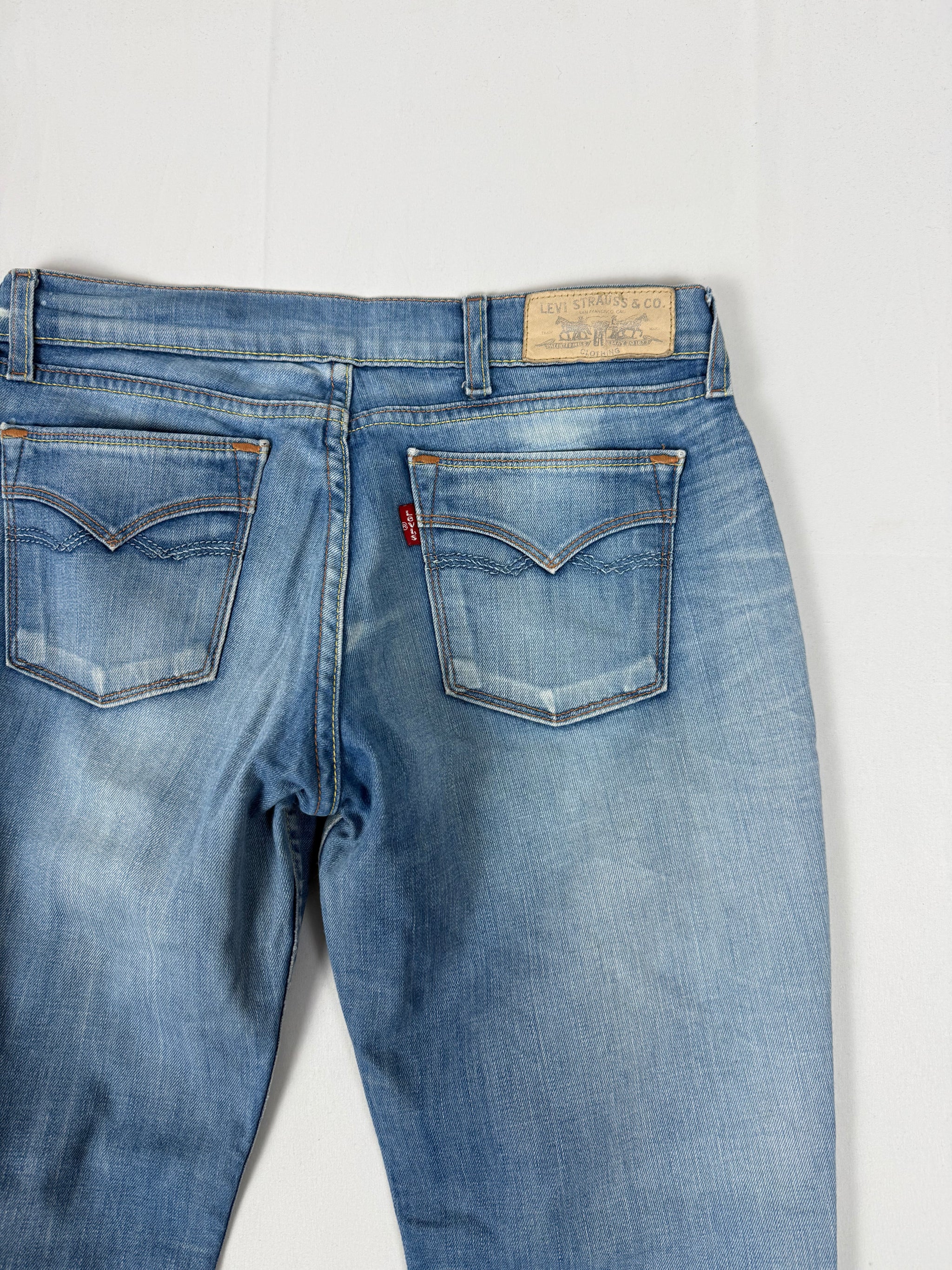 Blue denim low rise capri pants (S)