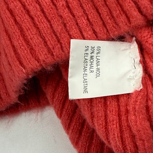 Orange super soft mohair wool zip up off shoulder cardigan (S/M)