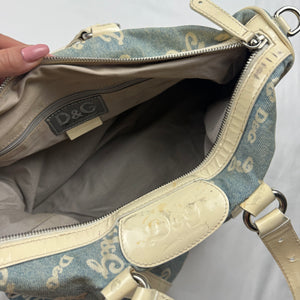Blue denim logo uni handbag (35x25cm)